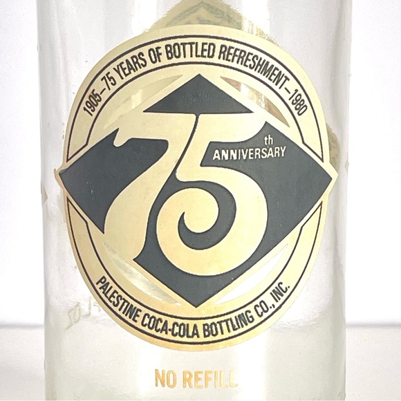 Vintage Coke Bottle 75th Anniversary 1980 Palestine Coca Cola Bottling Co - Picture 4 of 9